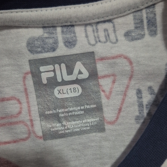 FILA Kids All-Over Logo Print T-Shirt White Red Black | Classic Athletic Tee - Picture 5 of 10